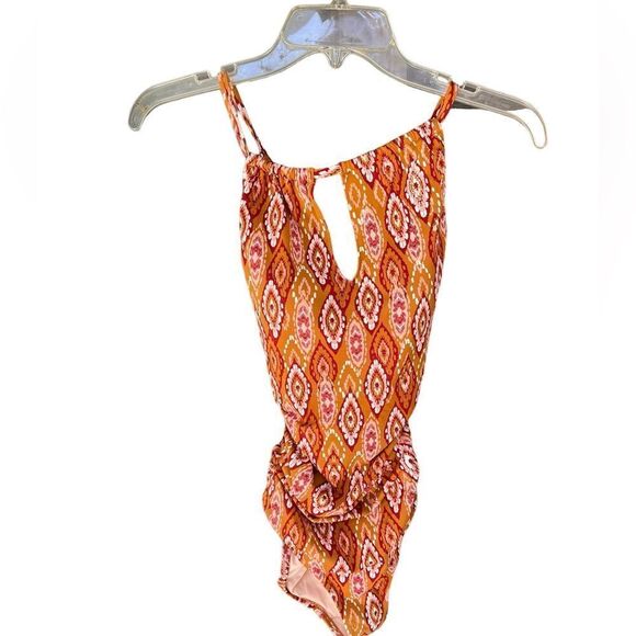 Garnet Hill High Neck Batik Print One Piece Swimsuit 2 - Picture 1 of 6
